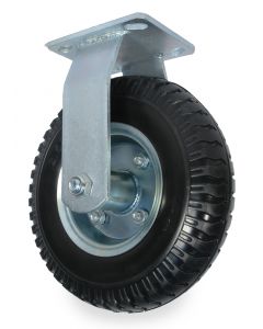 8" Rigid Plate Caster w/ Flat Free Semi-Pneumatic Wheel 