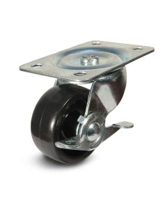 2-1/2" Swivel Plate Caster w/ Brake & Non-Marking Plastic Wheel 