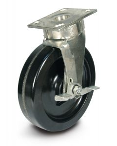 8" Swivel Kingpinless Caster w/ Brake Phenolic Wheel 