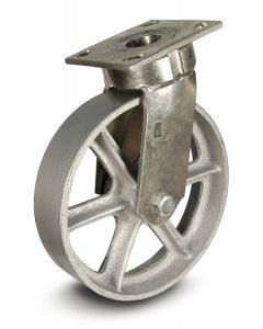 8" Swivel Kingpinless Caster w/ Brake & Cast Iron Steel Wheel 