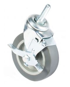 3" Threaded Stem Swivel Caster w/ Brake Non-Marking Rubber Wheel 