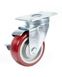 4" Swivel Caster w/ Brake Polyurethane Wheel