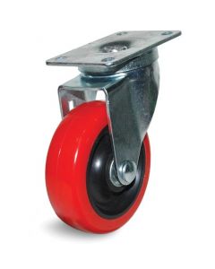 5" Swivel Plate Caster w/ Brake Polyurethane Non-Marking Wheel