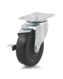 4" Swivel Plate Caster w/ Brake Rubber Wheel