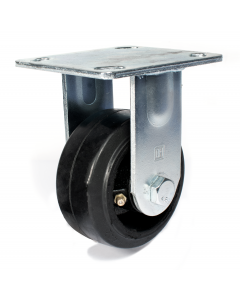 4" Heavy Duty Rigid Caster w/ Mold-On Rubber Wheel 