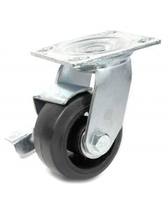 4" Heavy Duty Swivel Caster w/ Brake & Mold-On Rubber Wheel 