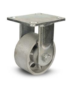 4" Heavy Duty Rigid Plate Caster w/ Cast Iron Steel Wheel
