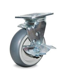 8" Heavy Duty Swivel Caster w/ Brake & Non-Marking TPR Thermoplastic Rubber Wheel