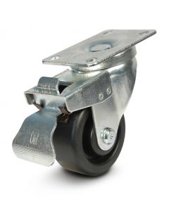 5"x2", Med Hvy Ttl Lk, Black Heavy Plastic Polyolefin, Swivel Caster, Plate Overall 3-15/16"x4-1/2", 900#, Hole Spacing 2-5/8"x3-5/8" to 3"x3", Overall Ht 6-1/2", Swivel Radius 3-7/8"