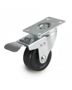3" Swivel Plate Caster w/ Total Lock Brake & Rubber Wheel