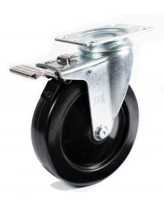 5" Swivel Plate Caster w/ Total Lock Brake & Rubber Wheel