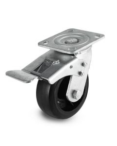 4" Heavy Duty Swivel Caster w/ Brake Mold-On Rubber Wheel 