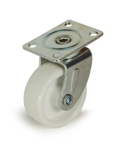 1-5/8"x5/8", Lt Furn, White Plastic, Swivel Caster, Plate Overall 1-5/8" x 1-1/4", Hole Spacing 29/32" x 1-17/64", Bolt Hole 7/32", 65# Load, Overall Ht 1-7/8"