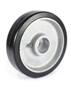 8" Solid Rubber Wheel, Flat Free Semi-Pneumatic, Offset Hub/No Bearing