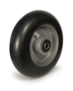 8" Black Mold-On Rubber Rounded Wheel Centered Hub 3/4" Bore ID