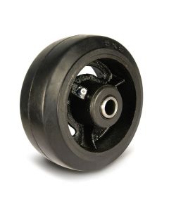 5" Black Mold-On Rubber Wheel Centered Hub 3/4" Bore ID