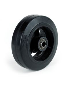 6" Black Mold-On Rubber Wheel Centered Hub 3/4" w/ 1/2" ID Spanner
