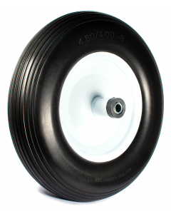 16" x 400-8 Black Flat Free Ribbed Wheel Centered Hub 5/8" Bore ID