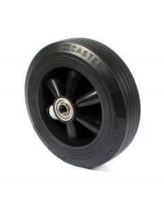 8" Black Rubber Ribbed Wheel - Offset Hub 5/8" Bore ID